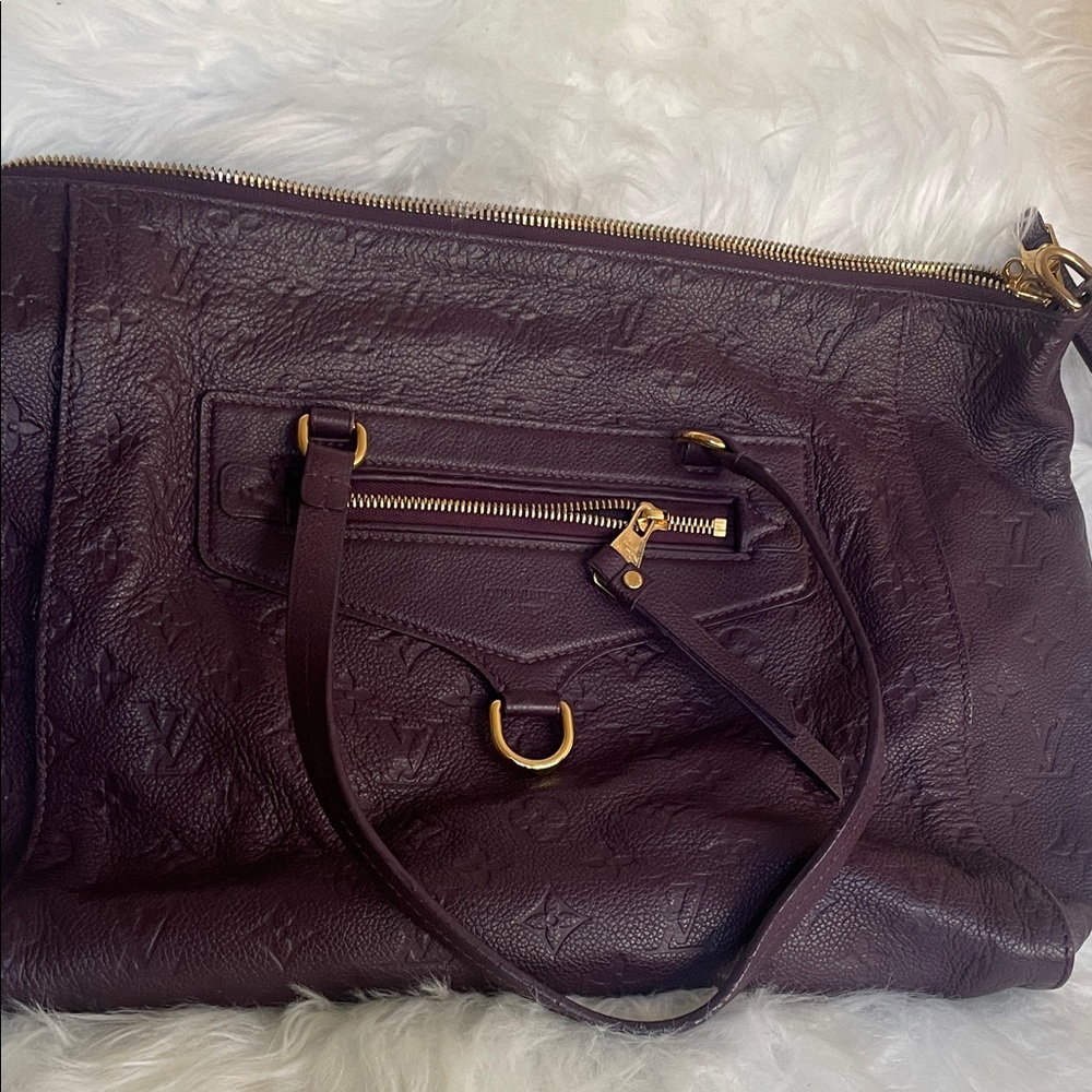 Louis Vuitton Deep Purple Shoulder Bag with Gold Accents
